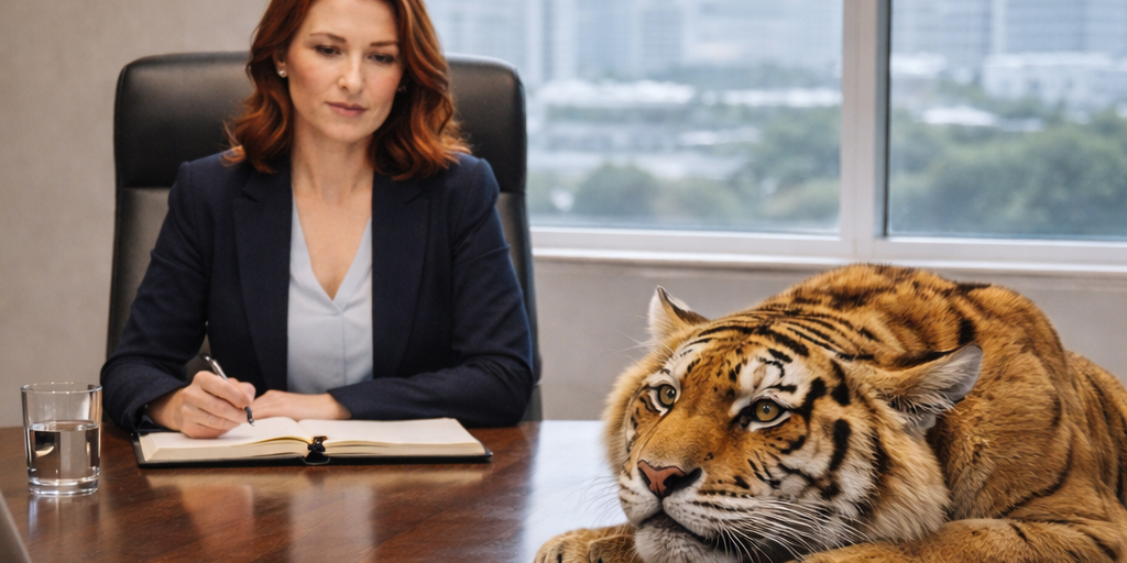 woman facing fear in boardroom